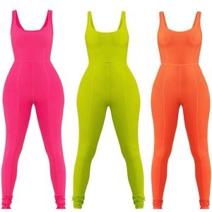 Waydamin Ribbed Jumpsuit Orange